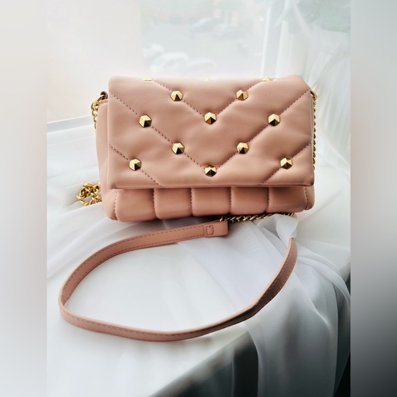 next Handbags - Next Pink Stud Quilted Gold Chain Evening Shoulder Clutch Crossbody Handbag